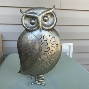Owl Metal Candle Holder Tealight Candleholder Standing Textured Metal
